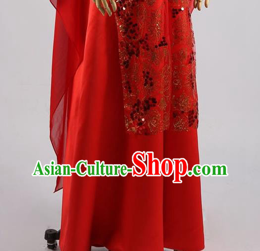 Chinese Classical Embroidered Red Dress Hui Ethnic Bride Clothing Traditional Wedding Garment Costumes Chinese Classical Embroidered Red Dress Hui Ethnic Bride Clothing Traditional Wedding Garment Costumes
