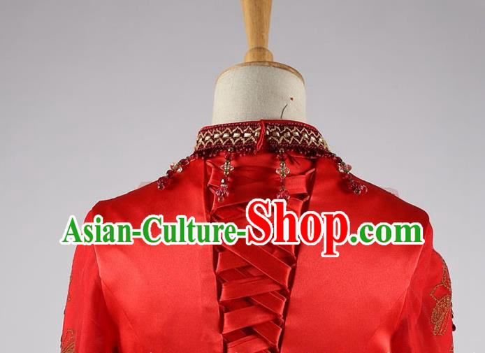 Chinese Classical Embroidered Red Dress Hui Ethnic Bride Clothing Traditional Wedding Garment Costumes Chinese Classical Embroidered Red Dress Hui Ethnic Bride Clothing Traditional Wedding Garment Costumes