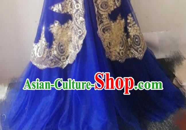 Chinese Traditional Wedding Garment Costumes Classical Embroidered Royalblue Dress Hui Ethnic Bride Clothing Chinese Traditional Wedding Garment Costumes Classical Embroidered Royalblue Dress Hui Ethnic Bride Clothing