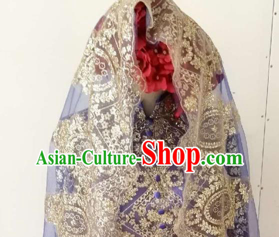 Chinese Traditional Wedding Garment Costumes Classical Embroidered Royalblue Dress Hui Ethnic Bride Clothing Chinese Traditional Wedding Garment Costumes Classical Embroidered Royalblue Dress Hui Ethnic Bride Clothing