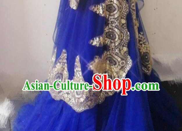Chinese Traditional Wedding Garment Costumes Classical Embroidered Royalblue Dress Hui Ethnic Bride Clothing Chinese Traditional Wedding Garment Costumes Classical Embroidered Royalblue Dress Hui Ethnic Bride Clothing