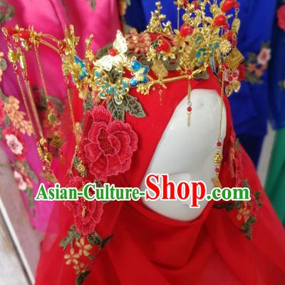 Chinese Traditional Hui Nationality Wedding Hair Accessories Ethnic Bride Golden Hair Crown