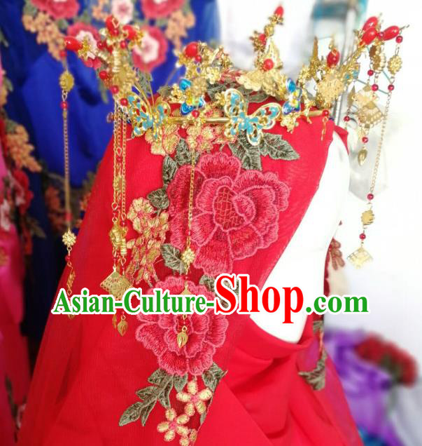 Chinese Traditional Hui Nationality Wedding Hair Accessories Ethnic Bride Golden Hair Crown Chinese Traditional Hui Nationality Wedding Hair Accessories Ethnic Bride Golden Hair Crown