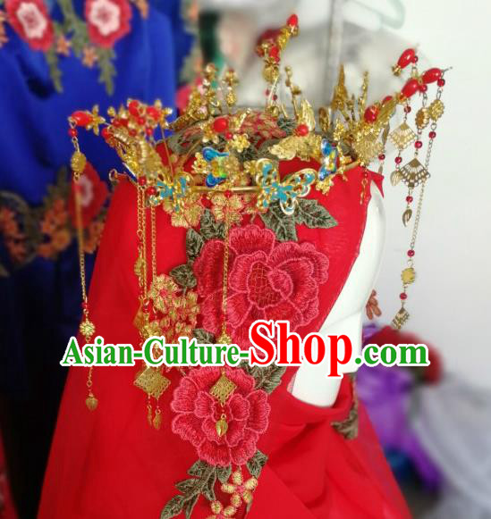 Chinese Traditional Hui Nationality Wedding Hair Accessories Ethnic Bride Golden Hair Crown Chinese Traditional Hui Nationality Wedding Hair Accessories Ethnic Bride Golden Hair Crown