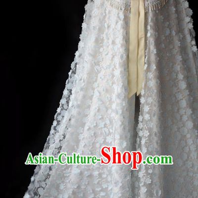 China Ancient Young Beauty White Cloak Traditional Ming Dynasty Noble Lady Cape Clothing