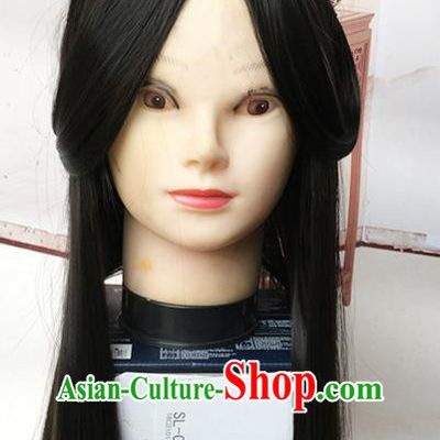 China Traditional Jin Dynasty Palace Beauty Wig Sheath Headwear Cosplay Ancient Princess Wigs
