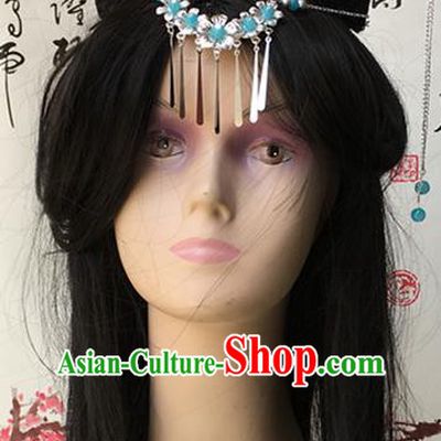China Cosplay Ancient Imperial Consort Wigs Traditional Han Dynasty Palace Beauty Wig Sheath Headwear