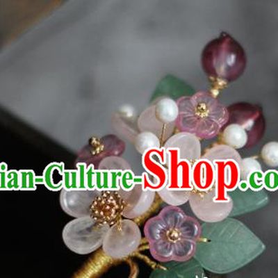 China Traditional Hanfu Headpiece Ancient Princess Hairpin Ming Dynasty Young Lady Plum Blossom Hair Stick