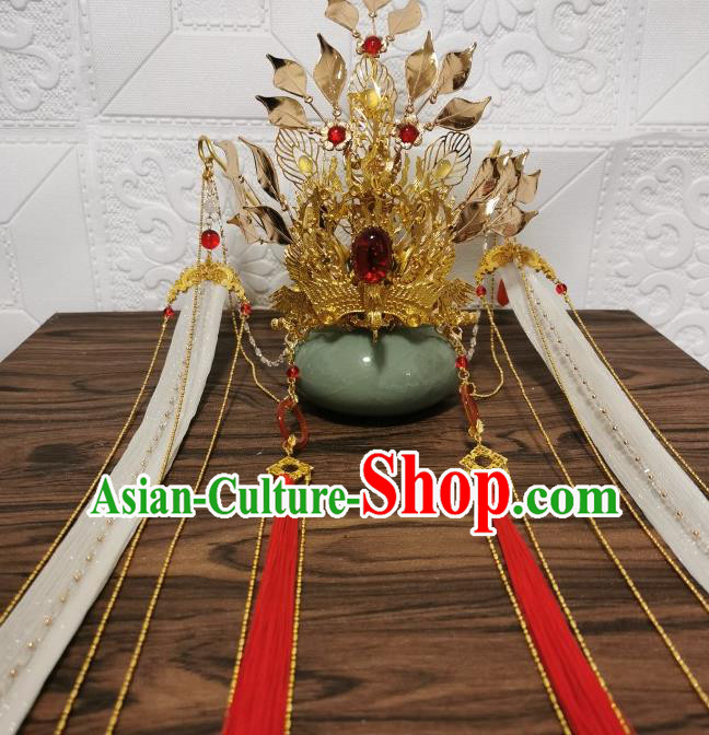 Chinese Traditional Cosplay Swordsman Hair Accessories Ancient Crown Prince Golden Hair Crown Chinese Traditional Cosplay Swordsman Hair Accessories Ancient Crown Prince Golden Hair Crown