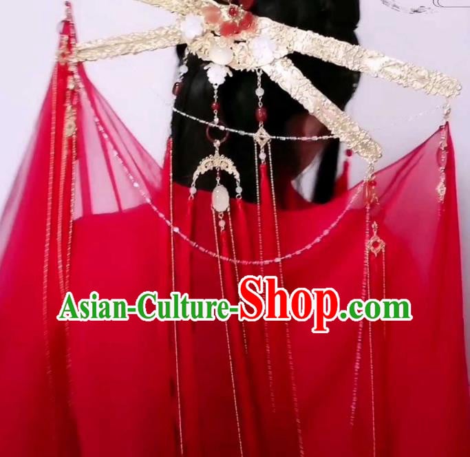China Handmade Golden Crown Traditional Hanfu Wedding Hair Accessories Ancient Swordswoman Headdress China Handmade Golden Crown Traditional Hanfu Wedding Hair Accessories Ancient Swordswoman Headdress