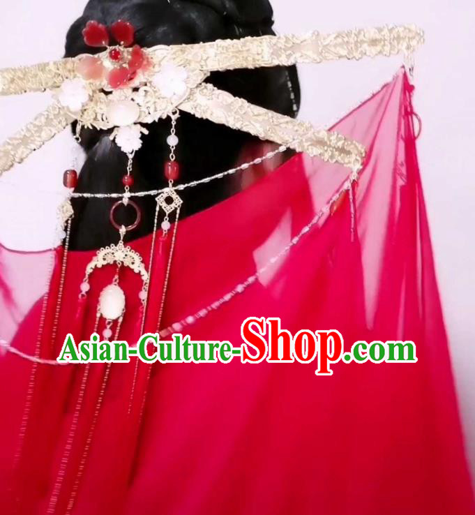 China Handmade Golden Crown Traditional Hanfu Wedding Hair Accessories Ancient Swordswoman Headdress China Handmade Golden Crown Traditional Hanfu Wedding Hair Accessories Ancient Swordswoman Headdress