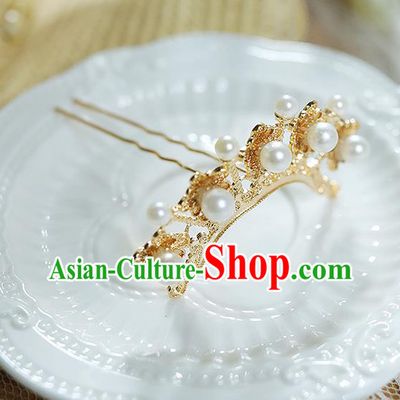China Handmade Traditional Hanfu Hair Accessories Ancient Princess Pearls Hairpin Ming Dynasty Court Lady Golden Hair Stick