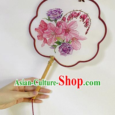 Chinese Classical Dance Palace Fan Hand Painting Fans Bride Fan Traditional Wedding Fan
