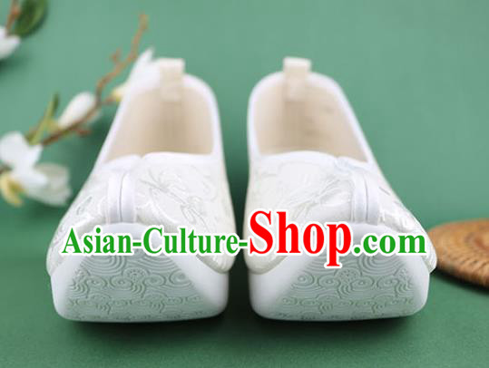 Chinese Ancient Princess Shoes White Brocade Shoes Traditional Ming Dynasty Hanfu Shoes Chinese Ancient Princess Shoes White Brocade Shoes Traditional Ming Dynasty Hanfu Shoes