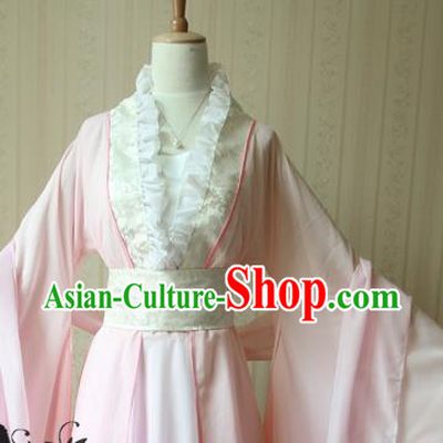 China Cosplay Swordswoman Qing Jiujiu Clothing Ancient Princess Garments Traditional Jin Dynasty Young Lady Pink Hanfu Dress