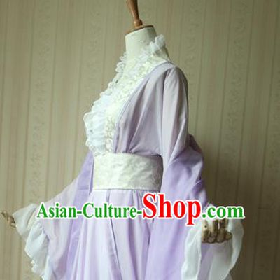 China Traditional Jin Dynasty Young Lady Lilac Hanfu Dress Cosplay Swordswoman Qing Jiujiu Clothing Ancient Princess Garments