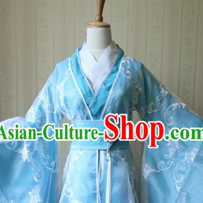 Chinese Traditional Jin Dynasty Childe Apparels Ancient Scholar Garment Costumes Cosplay Swordsman Su Yu Blue Hanfu Clothing