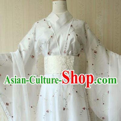 China Ancient Princess Garments Traditional Jin Dynasty Young Lady White Hanfu Dress Cosplay Fairy Zi Jin Clothing