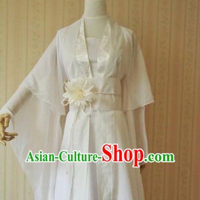 China Ancient Fairy Garments Traditional Song Dynasty Young Lady White Hanfu Dress Cosplay Swordswoman Clothing