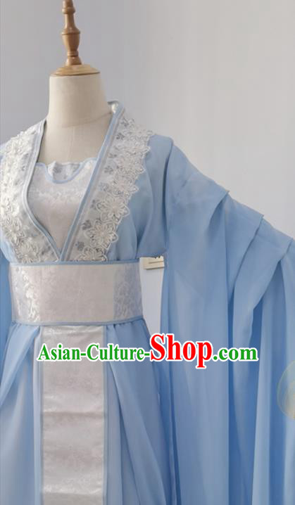 China Traditional Song Dynasty Empress Blue Hanfu Dress Cosplay Fairy Clothing Ancient Queen Garments China Traditional Song Dynasty Empress Blue Hanfu Dress Cosplay Fairy Clothing Ancient Queen Garments