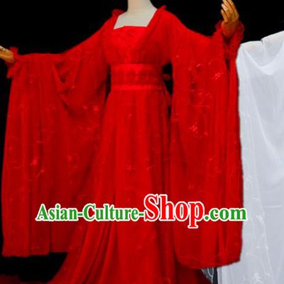China Ancient Young Lady Garments Traditional Song Dynasty Princess Red Hanfu Dress Cosplay Swordswoman Xiao Longnv Clothing