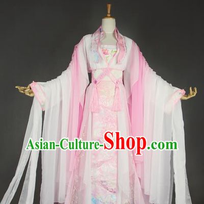 China Traditional Jin Dynasty Princess Pink Hanfu Dress Cosplay Female Swordsman Jun Fu Clothing Ancient Fairy Garments