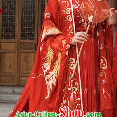 China Tang Dynasty Historical Clothing Traditional Wedding Hanfu Garments Ancient Empress Embroidered Red Dress Full Set