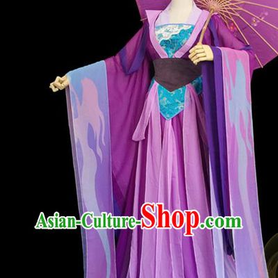 China Cosplay Queen Clothing Ancient Court Beauty Garments Traditional Song Dynasty Princess Purple Hanfu Dress