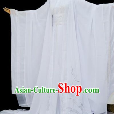 Chinese Cosplay Swordsman Chu Wanning White Hanfu Clothing Traditional Jin Dynasty Scholar Apparels Ancient Childe Garment Costumes