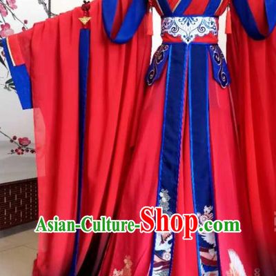 Chinese Cosplay Swordsman Mo Ran Red Clothing Traditional Tang Dynasty Wedding Apparels Ancient Emperor Garment Costumes