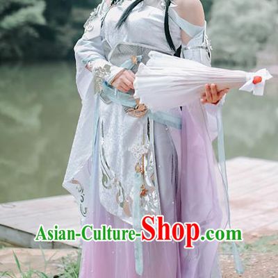 China Ancient Fairy Garments Traditional Tang Dynasty Knight Hanfu Dress Cosplay Female Swordsman Ye Xueqing Clothing