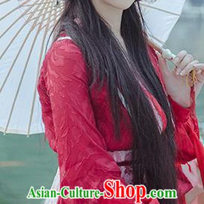 China Cosplay Swordswoman Feng Jiu Clothing Ancient Goddess Garments Traditional Qin Dynasty Young Lady Red Hanfu Dress