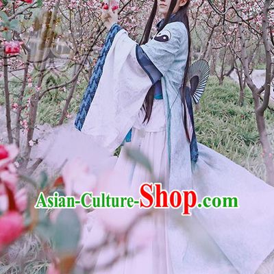 China Traditional Cosplay Swordsman Hanfu Clothing Ancient Taoist Priest Apparels Jin Dynasty Young Knight Garment Costumes