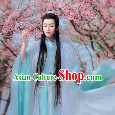China Traditional Cosplay Swordsman Bai Zihua Hanfu Clothing Ancient Childe Apparels Jin Dynasty Prince Garment Costumes
