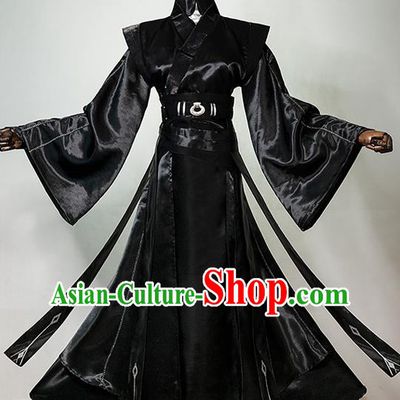 China Ancient Taoist Nun Garments Traditional Heaven Official Blessing Swordswoman Dress Cosplay Female Warrior Black Clothing