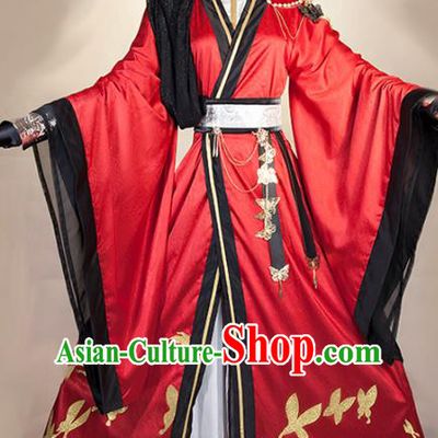 Chinese Traditional Tang Dynasty Prince Apparels Ancient Swordsman Red Garment Costumes Cosplay Nobility Childe Xie Lian Clothing