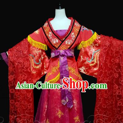 China Ancient Noble Lady Wedding Garments Traditional Tang Dynasty Princess Red Hanfu Dress Cosplay Drama Du Bingyan Clothing