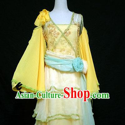 China Ancient Young Beauty Garments Traditional Yellow Hanfu Dress Cosplay Drama The Mischievous Princess Situ Jing Clothing