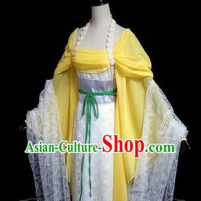 China Traditional Dance Yellow Hanfu Dress Cosplay Drama Seven Fairy Princess Huang Er Clothing Ancient Goddess Garments