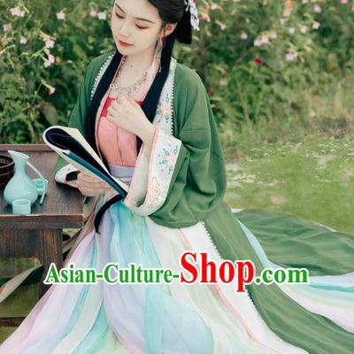 China Ancient Young Mistress Embroidered Dress Apparels Song Dynasty Noble Woman Clothing Traditional Hanfu Garments