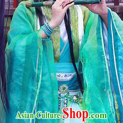 China Jin Dynasty Prince Garment Costumes Traditional Cosplay Swordsman Green Hanfu Clothing Ancient Scholar Apparels