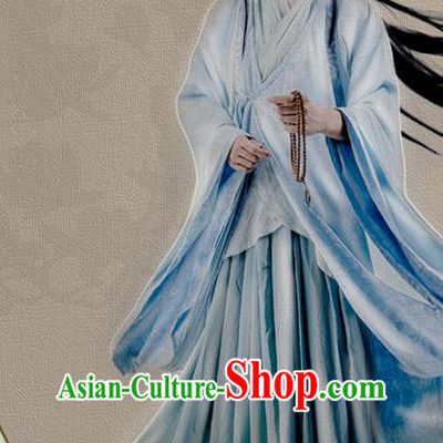 China Traditional Cosplay Prince Blue Hanfu Clothing Ancient Young Childe Apparels Jin Dynasty Scholar Garment Costumes