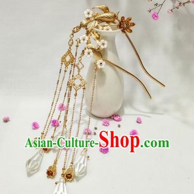 China Tang Dynasty Queen Tassel Hair Stick Traditional Hanfu Hair Accessories Handmade Ancient Empress Goldfish Lotus Hairpin