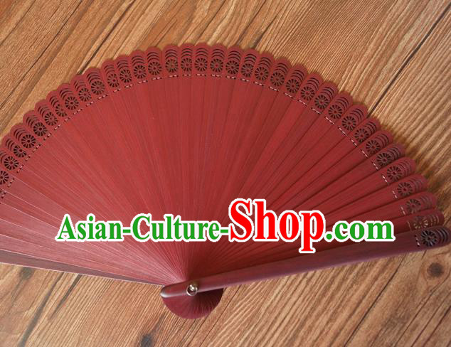 Handmade China Traditional Folding Fans Carving Bamboo Fan Classical Red Accordion Handmade China Traditional Folding Fans Carving Bamboo Fan Classical Red Accordion