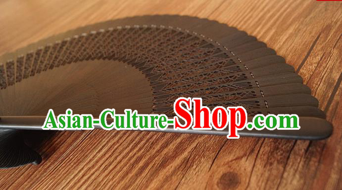 Handmade China Classical Black Accordion Traditional Folding Fans Carving Bamboo Fan Handmade China Classical Black Accordion Traditional Folding Fans Carving Bamboo Fan