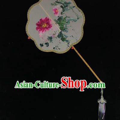 China Handmade Suzhou Embroidered Peony Fan Traditional Silk Fans Cheongsam Dance Fan Classical Palace Fan