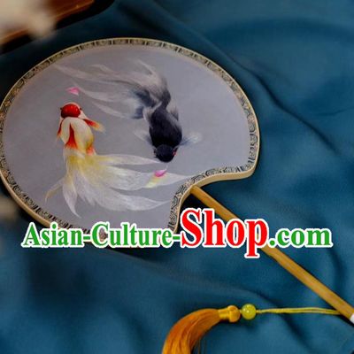 China Double Side Suzhou Embroidered Goldfish Fan Traditional Song Dynasty Princess Fans Handmade Hanfu Silk Fan Classical Palace Fan