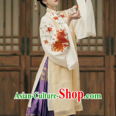 China Ming Dynasty Royal Countess Historical Clothing Traditional Hanfu Garments Ancient Noble Woman Embroidered Hanfu Dress