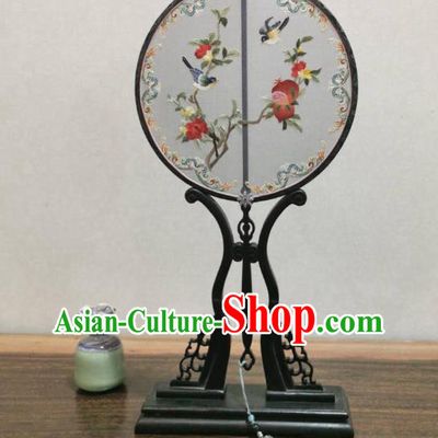 China Hanfu Circular Fan Classical Double Side Palace Fan Handmade Suzhou Embroidered Pomegranate Fan Traditional Song Dynasty Silk Fans