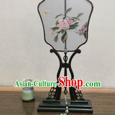 China Traditional Song Dynasty Silk Fans Hanfu Fan Classical Double Side Palace Fan Handmade Suzhou Embroidered Peony Fan